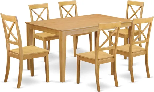 Vista 13 de East West Furniture CABO5-LWH-LC - Juego de mesa de comedor moderno de 5 piezas, incluye una mesa rectangular de madera y 4 sillas de comedor