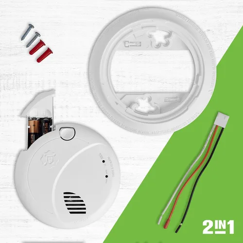 Vista 4 de First Alert BRK Interconnect - Alarma combinada de humo y monóxido de carbono con batería de reserva y alertas de voz, 1 paquete