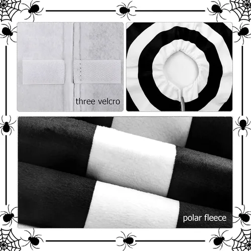 Vista 2 de Falda de árbol de Navidad en blanco y negro de 36 pulgadas, pequeña falda de terciopelo en espiral para árbol de Halloween, tapete de árbol