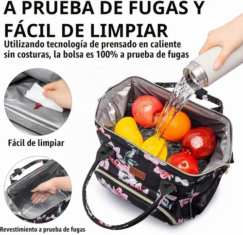 Vista 5 de MCBD Lonchera térmica para mujer, bolsa grande de 3 vías de transporte, mochila enfriadora reutilizable a prueba de fugas con correa ajustable
