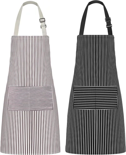 Vista 42 de Syntus Delantal ajustable con 2 bolsillos, delantales de cocina para mujeres, hombres, chef