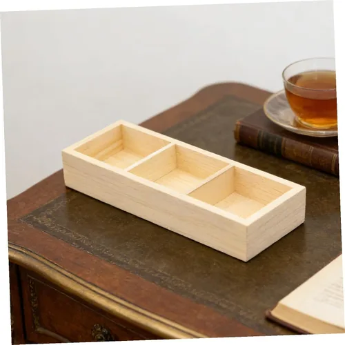 Vista 7 de Wood Tea Bag Holder Box, 3 Compartment Storage Organizer for Office