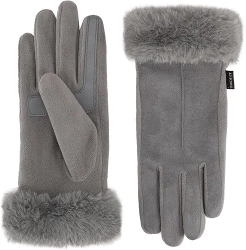 Vista 7 de isotoner Women's Water Repellent Touchscreen Stretch Mya Faux Fur Cuff Gloves Coñac
