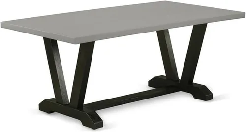Vista 29 de East West Furniture VT026 Mesa de comedor estilo V – una mesa de cocina rectangular con patas elegantes, 36 x 60 pulgadas, multicolor