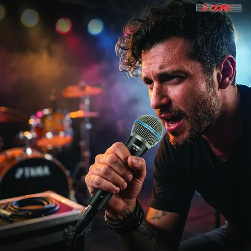 Vista 5 de 5 CORE Micrófono cardioide dinámico para canto de karaoke Micrófono profesional con cable XLR para escenario y estudio con imán de neodimio - ND 58