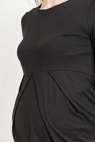 Vista 20 de LaClef - Blusa de maternidad para mujer, cuello redondo, manga 3/4, plisada al frente, estilo peplum