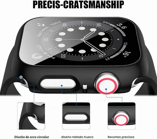 Vista 3 de 14 paquetes de fundas para Apple Watch con protector de pantalla de vidrio templado para Apple Watch Series 9/8/7 de 41 mm, Anotch, cubierta 14