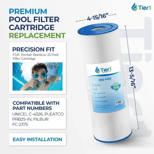 Vista 2 de Tier1 Cartucho de filtro para piscina y spa, paquete de 4 Reemplazo para Dynamic 17-2327, Pleatco PRB25-IN, 817-2500, R173429, Unicel C-4326 y más