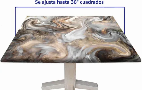 Vista 6 de RenteriaDecor Manteles Cuadrados de Mesa de Mármol con Ajuste, Textura de Marmoleado Retro Impermeable de Limpieza Fácil con Borde Elástico Manteles