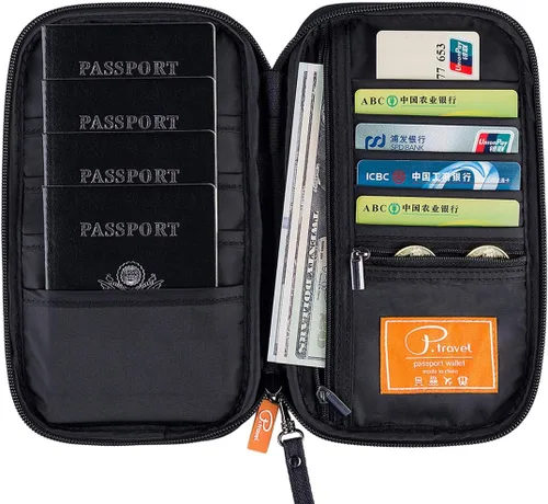 Vista 41 de VanFn Cartera RFID para pasaporte de viaje, soporte para pasaporte familiar, organizador de documentos de viaje serie P.Travel (nailon, gris)