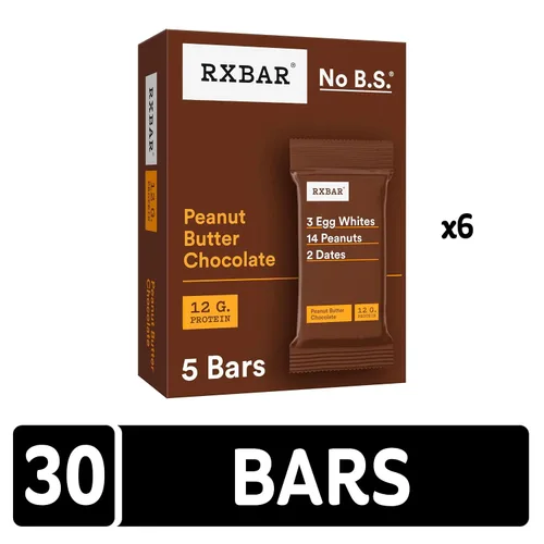 Vista 5 de RXBAR - Barras de proteína, con 12g de proteína, snacks libres de gluten, sabor a chocolate con mantequilla de maní (6 cajas, 30 barras)