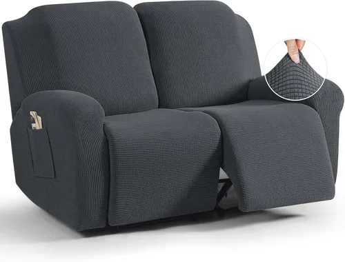 Vista 36 de TAOCOCO Funda reclinable de 4 piezas, funda elástica para sofá reclinable de 4 piezas, funda reclinable con 1 asiento, protector de sofá suave
