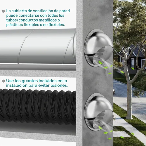 Vista 5 de HG Power - Cubierta de ventilación de pared de 4 pulgadas, cubierta de ventilación para secadora exterior con malla de pantalla, ventilación