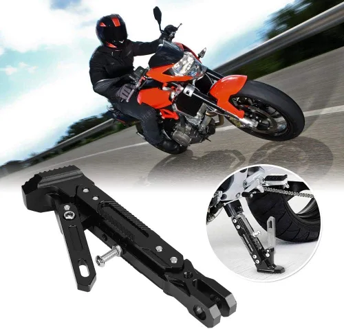 Vista 5 de Pata de Cabra de Motocicleta Soporte de Trípode Ajustable Universal de Aluminio Motor Scooter Soporte Lateral de Pie Modificado Accesorios