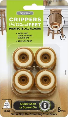 Vista 8 de Slipstick CB325 Protectores de suelo antideslizantes para pies de muebles con agarre de goma (juego de 8 pinzas) redondos de 1-1/4 pulgadas