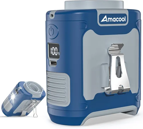 Vista 26 de AMACOOL Mini ventilador de cintura portátil con clip, 13,000 rpm, 4 velocidades, ventilador de cuello personal, hasta 24 horas de duración