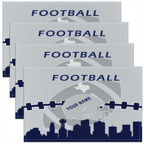 Vista 7 de Erosebridal Juego de 4 manteles individuales personalizados de fútbol de 12 x 18 pulgadas, manteles individuales para adultos, manteles individuales