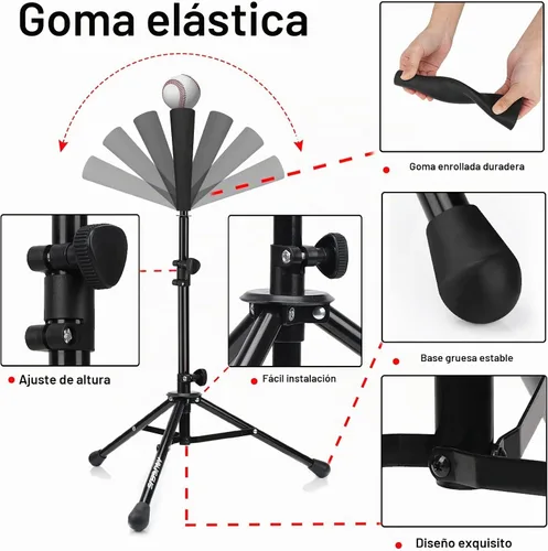 Vista 3 de Baseball Softball Batting Tee, Adjustable Height Tripod Stand