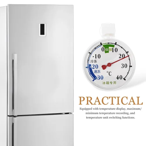 Vista 6 de Uonlytech Termómetro de esfera de alta precisión con soporte de ventosa para congelador y refrigerador, amplio rango de temperatura a medidor