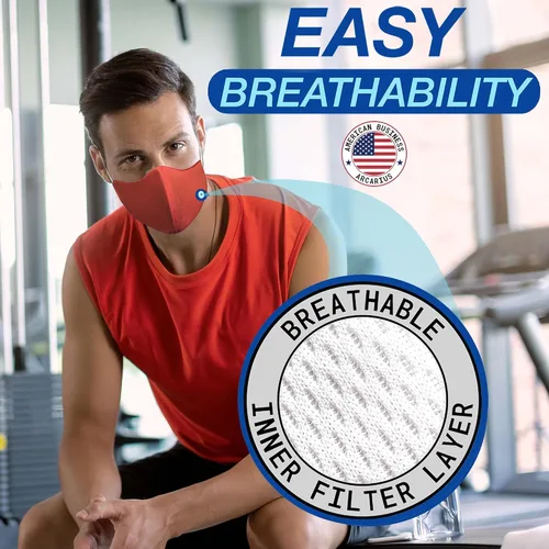 Vista 3 de Arcarius Mascarilla protectora reutilizable, lavable con correas ajustables para las orejas, comodidad transpirable para adultos, adolescentes