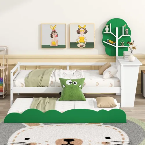 Vista 14 de Sofá cama de madera de diseño clásico, sofá cama, cama de plataforma, tamaño individual con salud y comodidad para dormitorio, estudio, sala