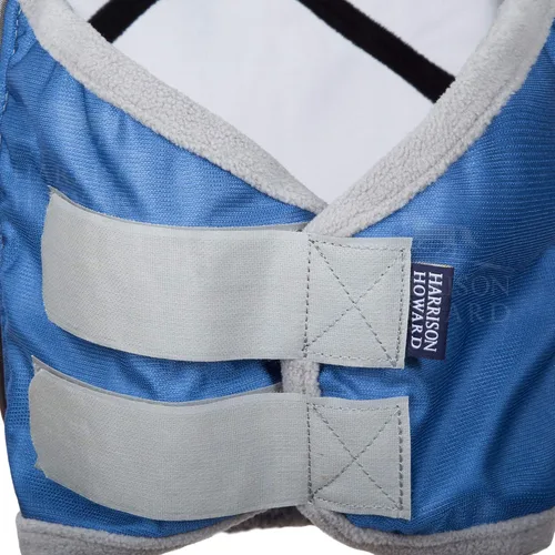 Vista 165 de Harrison Howard Máscara de mosca de caballo luminosa profesional estándar con orejas protección UV para caballo, azul y plateado, pequeño poni Azul