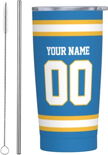 Vista 16 de Arizona - Vaso aislado personalizado con número de nombre, vasos de fútbol personalizados con pajita, taza de viaje personalizada para café, regalos