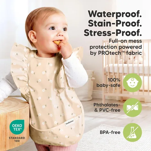 Vista 4 de KeaBabies Baberos impermeables para bebé niña, niño – Paquete de 2 baberos ligeros y grandes para comer, atrapador de comida portátil, esenciales