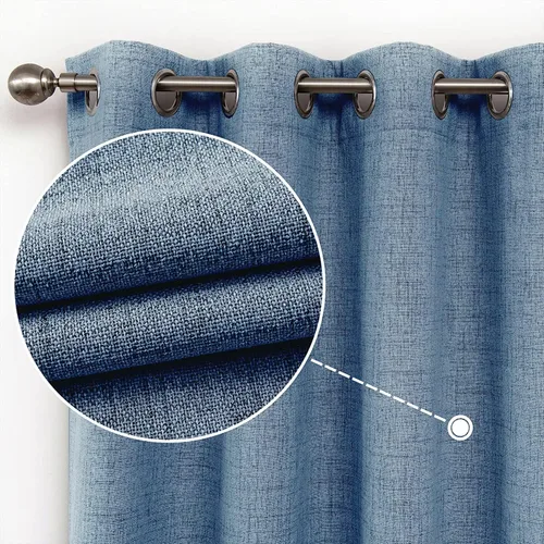 Vista 33 de CUCRAF Juego de 2 paneles de cortinas 100% opacas de lino de 84 pulgadas de largo, con pestaña trasera y bolsillo para barra para sala de estar