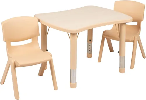 Vista 6 de Flash Furniture Emmy - Juego de mesa rectangular de plástico azul con 2 sillas, 21.875 pulgadas de ancho x 26.625 pulgadas de largo, color azul