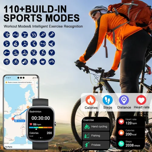 Vista 4 de Harper Reloj inteligente para hombres y mujeres, dos correas (silicona + malla) 2.01 pulgadas, HD, reloj inteligente inteligente Bluetooth + control