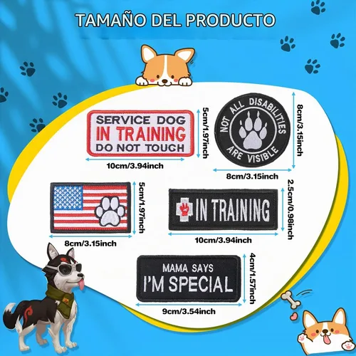Vista 2 de MTLEE - 16 parches para perros de servicio, no te animes en entrenamiento para collar de arnés Ask to Pet Patches Removable Tactical Embroidered