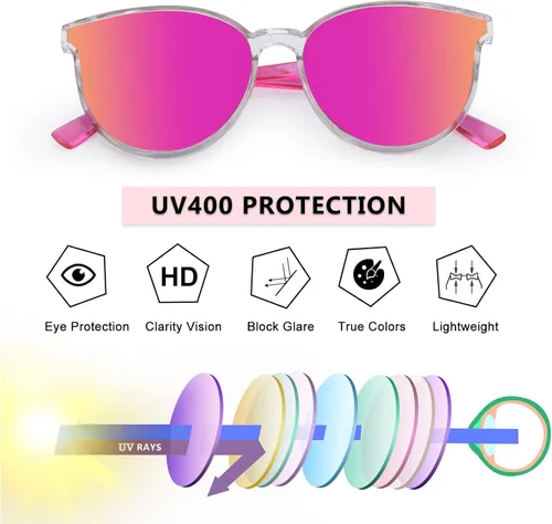 Vista 4 de Aofalbe Kids Sunglasses Mom Daughter Mommy Me Matching Sunglasses for Kids Children Mirrored UV400 Girls Boys Age 3-12