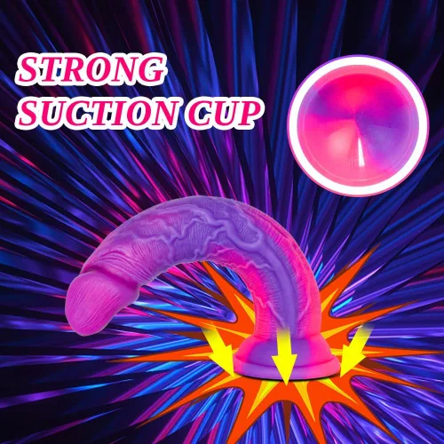 Vista 3 de Consolador de 5 pulgadas ultra pequeño y realista de fantasía con ventosa, consolador de silicona mini lindo de 4" en púrpura y rosa para mujeres