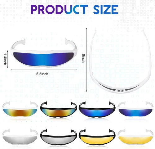 Vista 2 de Konohan 8 pares de lentes de sol futuristas con lente de espejo de color angosto lentes de sol para futuras gafas espaciales para mujeres y hombres