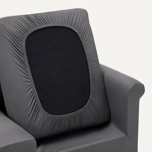 Vista 3 de Amazon Basics Funda elástica de spandex para sofá con parte inferior elástica, sofá de dos plazas, mediano, gris oscuro
