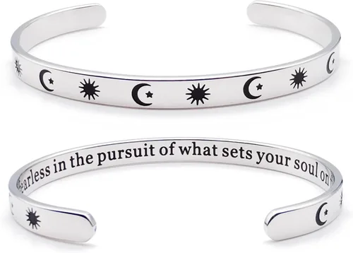 Vista 276 de Pulseras inspiradoras para mujer, joyería de acero inoxidable, con refranes, pulsera motivacional con mensaje oculto, pulseras grabadas para mejor
