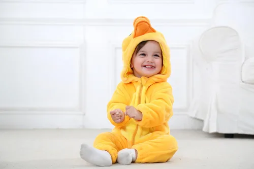 Vista 5 de Dream cosplay - Disfraz unisex para bebé, de franela animal para Halloween, ropa para el hogar Pato