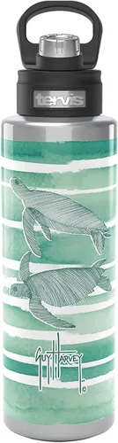 Vista 11 de Tervis Traveler Guy Harvey Freeswim Turtle - Vaso aislado de triple pared para viaje mantiene las bebidas frías y calientes, 20 onzas, acero Acero