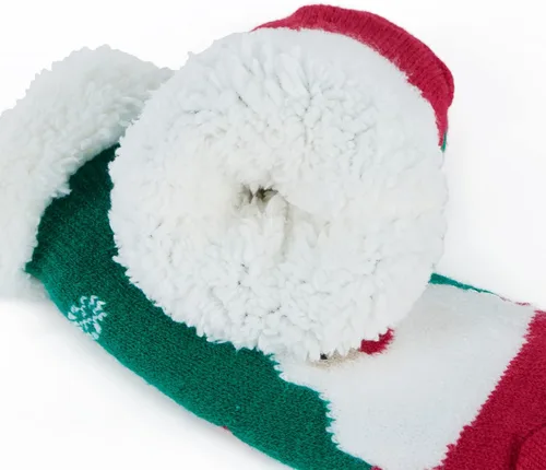Vista 6 de Zando Calcetines peludos de Navidad para niños y niñas, calcetines térmicos gruesos, suaves y esponjosos, calcetines acogedores para niños pequeños