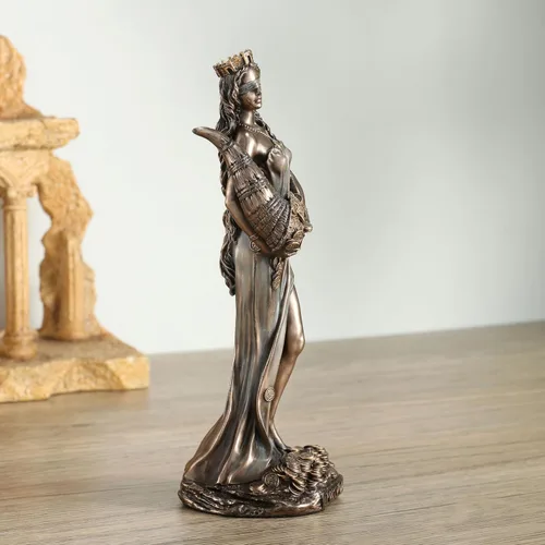 Vista 6 de Veronese Design Escultura de resina Fortuna, la diosa griega de la fortuna y la suerte, de 6 1/8 pulgadas, acabado en bronce fundido en frío
