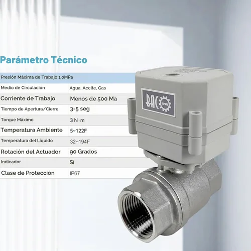 Vista 5 de BACOENG Válvula de bola motorizada de 2 vías, Válvula de bola eléctrica de 1 pulgada DN25, Válvula de agua eléctrica de acero inoxidable de 110VAC