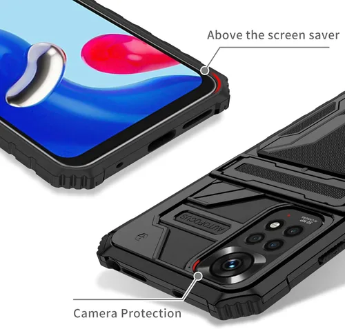 Vista 4 de Asuwish Funda de teléfono para Xiaomi Redmi Note 11S/11 4G con cubierta protectora de pantalla de vidrio templado y soporte delgado para tarjeta