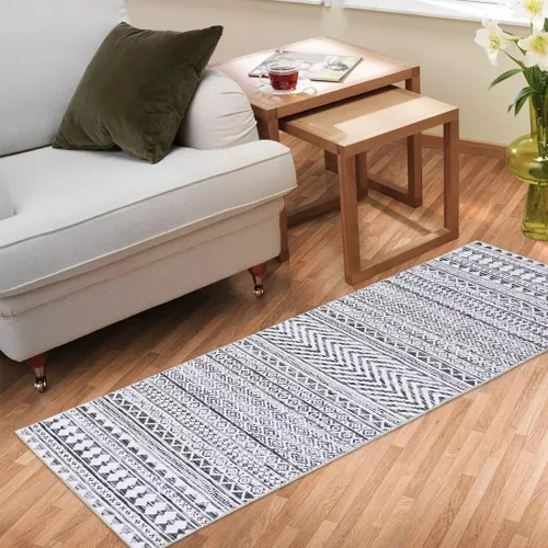 Vista 3 de GlowSol Alfombra de pasillo de 2 x 6 pies, moderna geométrica, suave, lavable, antideslizante, para interiores, cocina, sala de estar, dormitorio