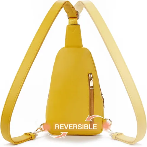 Vista 4 de Telena Riñonera pequeña para mujer, de cuero, cangureras, bolsa de pecho para mujer