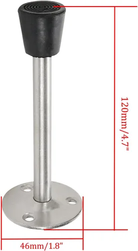 Vista 2 de Tope de puerta de acero inoxidable montado en el piso de la pared con parachoques de goma 120mm/4.7" Longitud-4pcs
