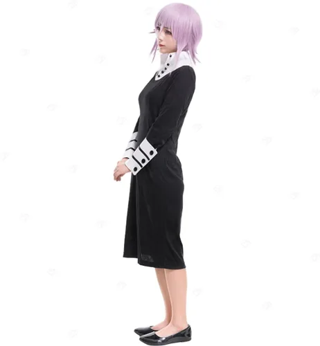 Vista 2 de Black Knee-High Dress Cosplay Costume for Women Girls Men Adult Anime Outfit Halloween Cos