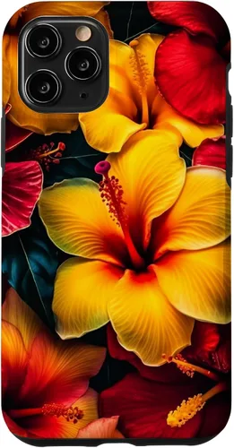 Vista 29 de Hawaiian Tropical Yellow Red Hibiscus Plumeria Case for iPhone 17