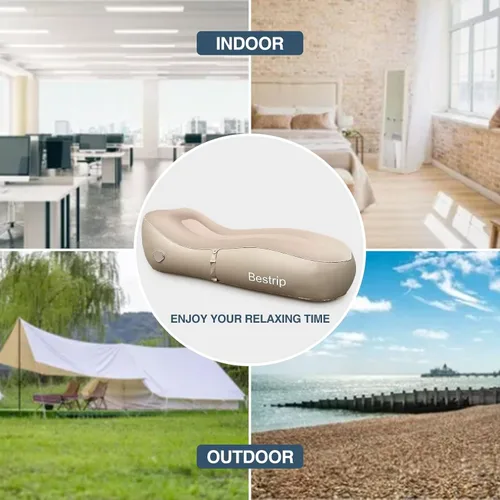 Vista 30 de Bestrip Sofá inflable con bomba incorporada – Sofá tumbona de aire de tamaño extra mejorado, cama portátil con bolsa de almacenamiento, cama