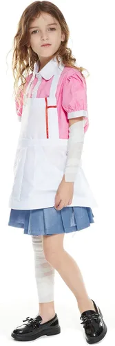 Vista 6 de Mikan Tsumiki - Disfraz de cosplay para Halloween desesperación camisa de sirvienta uniforme con delantal
